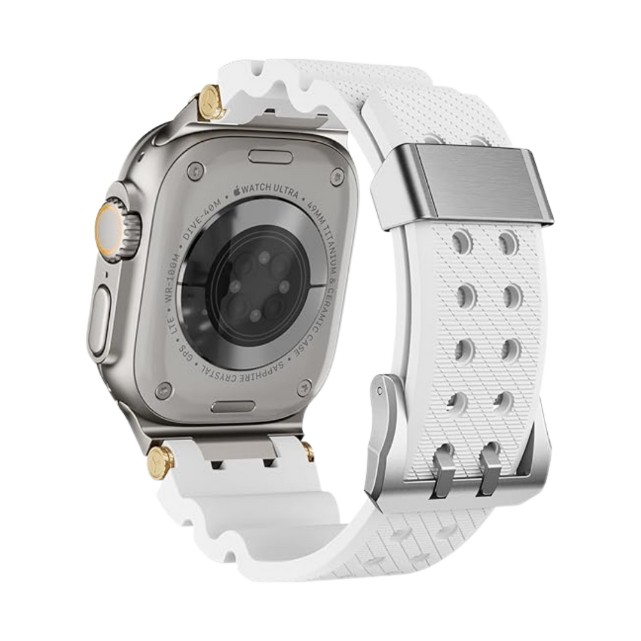 White Luxury Veltrix Silicone Straps By Shopyholy Compatible For Apple Watch