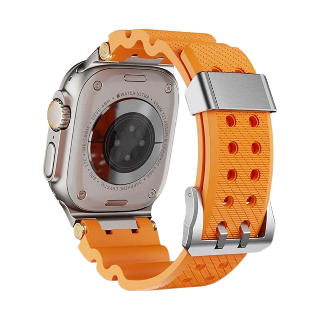 Orange Luxury Veltrix Silicone Straps By Shopyholy Compatible For Apple Watch