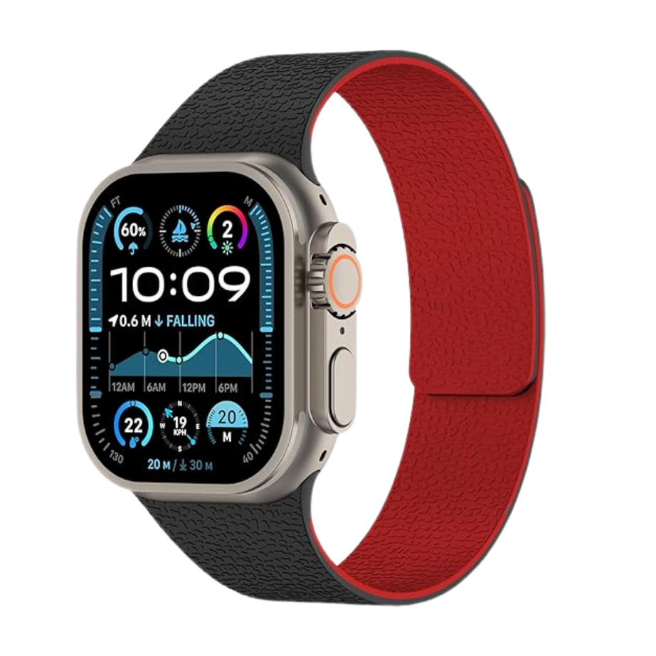 Black red Premium Skin Friendly Magnetic Loop By Shopyholy Comaptible For Apple Watch