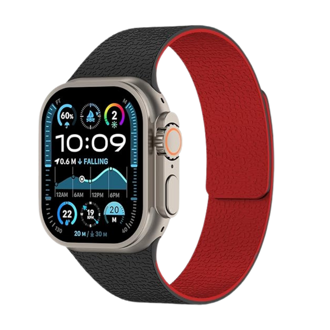 Black red Premium Skin Friendly Magnetic Loop By Shopyholy Comaptible For Apple Watch