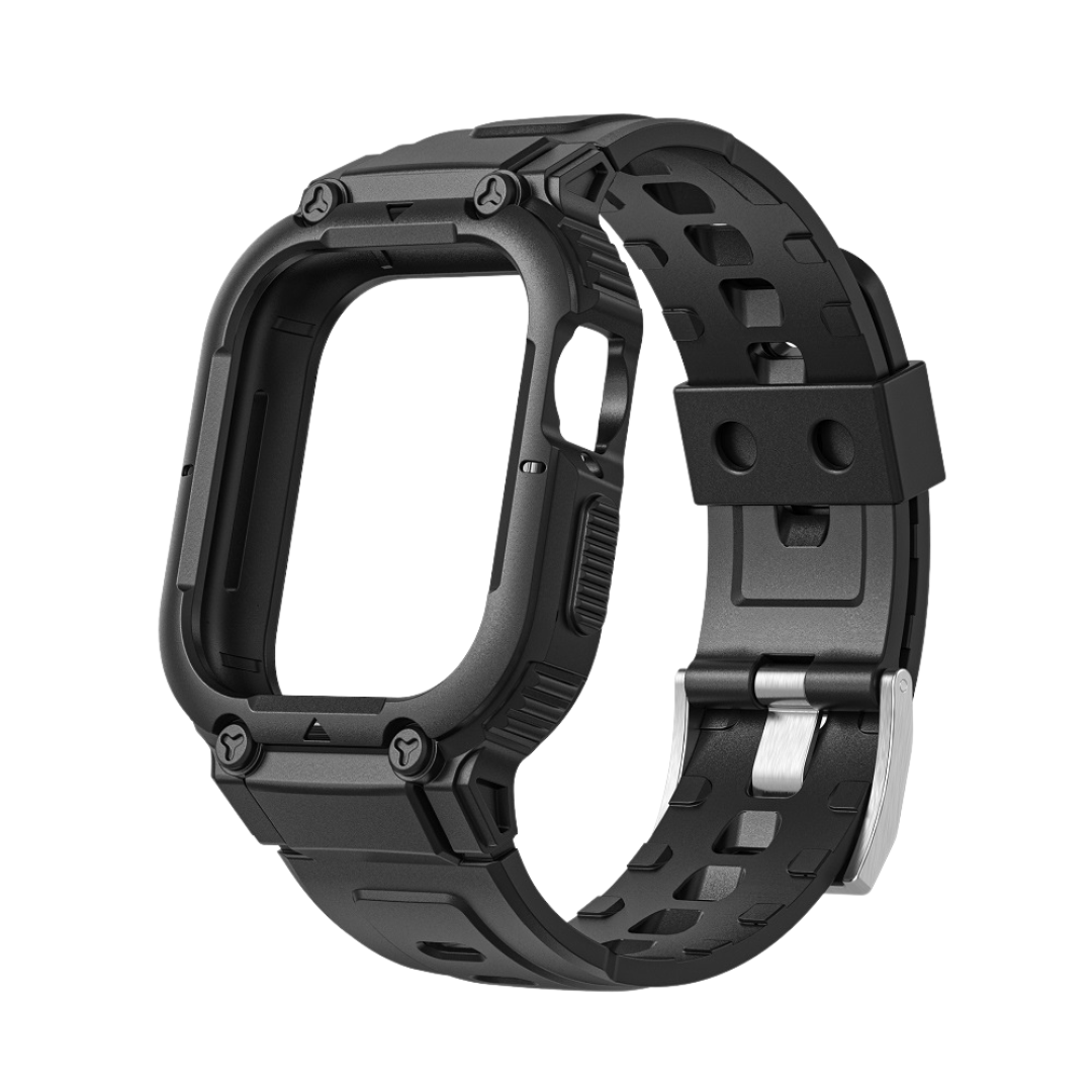 Black Sporty TPU Case Band By Shopyholy Compatible For iWatch