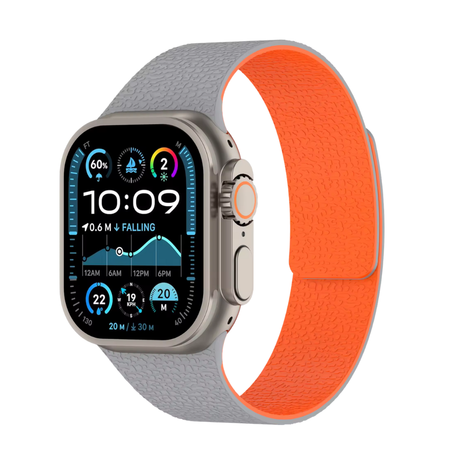 Grey orange Premium Skin Friendly Magnetic Loop By Shopyholy Comaptible For Apple Watch