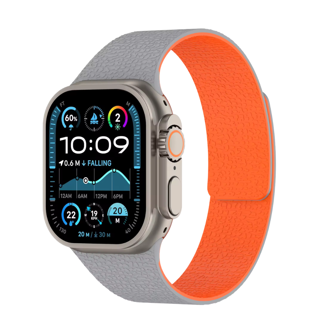 Grey orange Premium Skin Friendly Magnetic Loop By Shopyholy Comaptible For Apple Watch