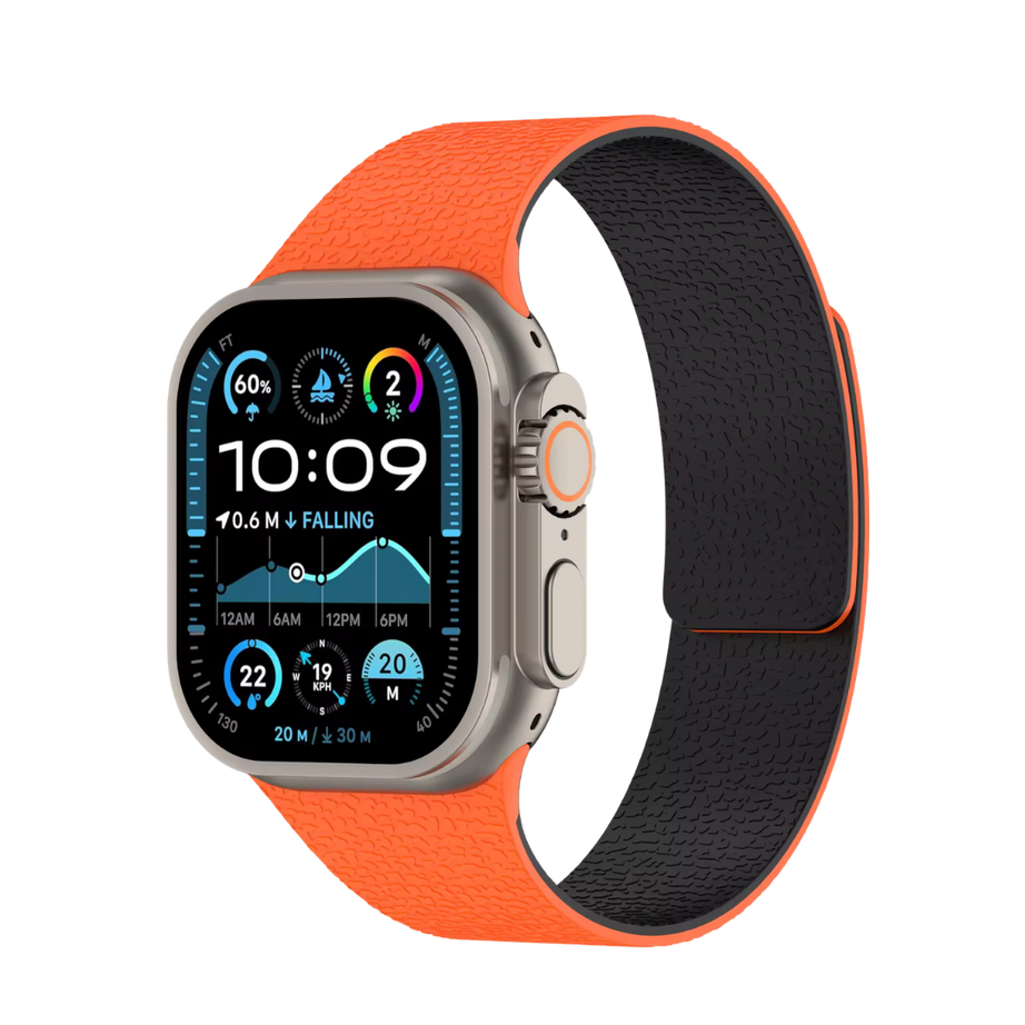 Orange black Premium Skin Friendly Magnetic Loop By Shopyholy Comaptible For Apple Watch
