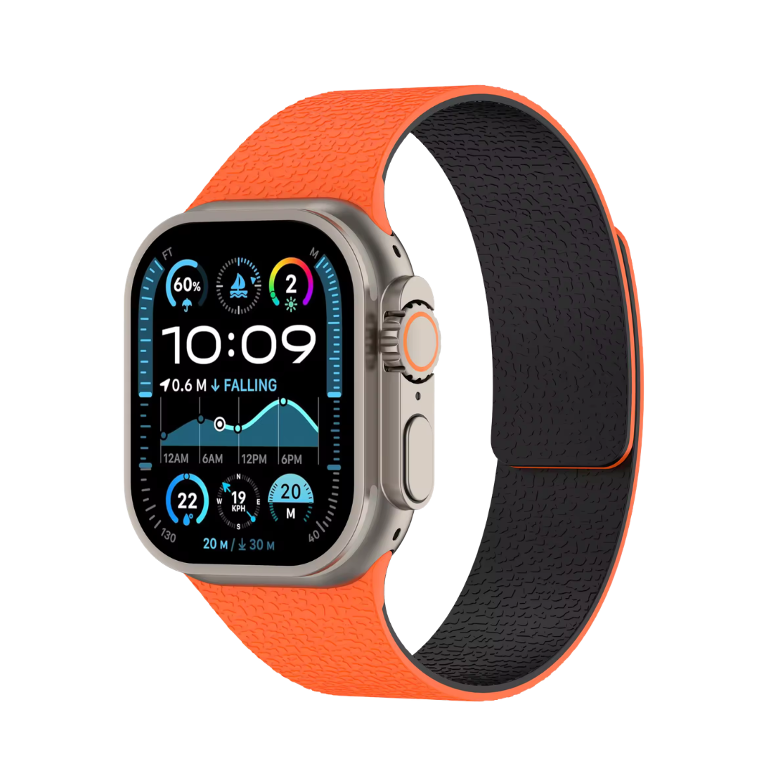 Orange black Premium Skin Friendly Magnetic Loop By Shopyholy Comaptible For Apple Watch