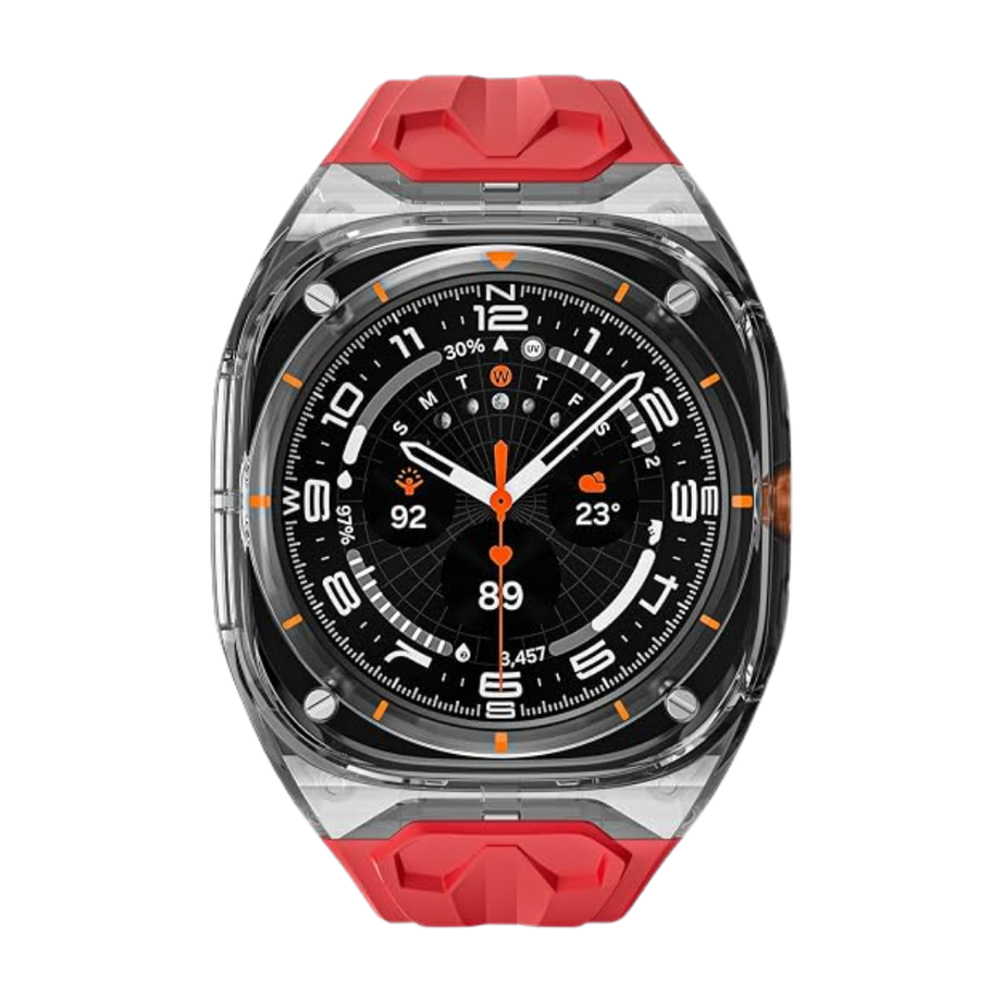 Red B Transparent Rugged Case with Silicone Band for Samsung Galaxy Watch Ultra 47mm