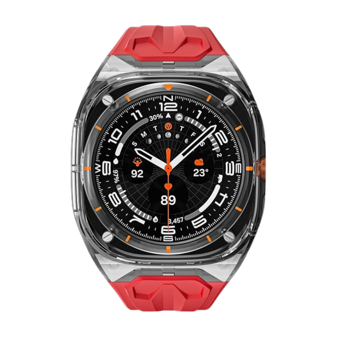 Red B Transparent Rugged Case with Silicone Band for Samsung Galaxy Watch Ultra 47mm