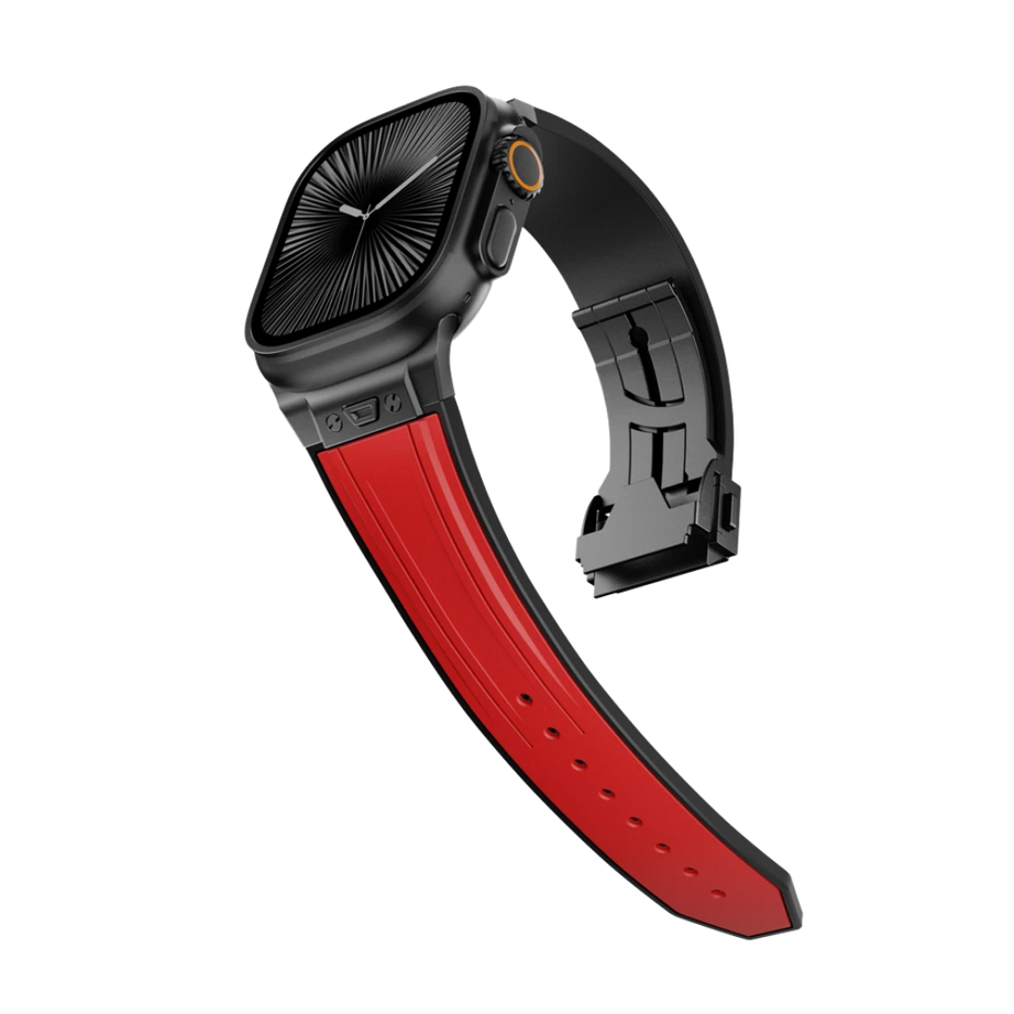 Red B Luxury Mechanical Slicone Sports Band By Shopyholy Compatible For Apple Watch