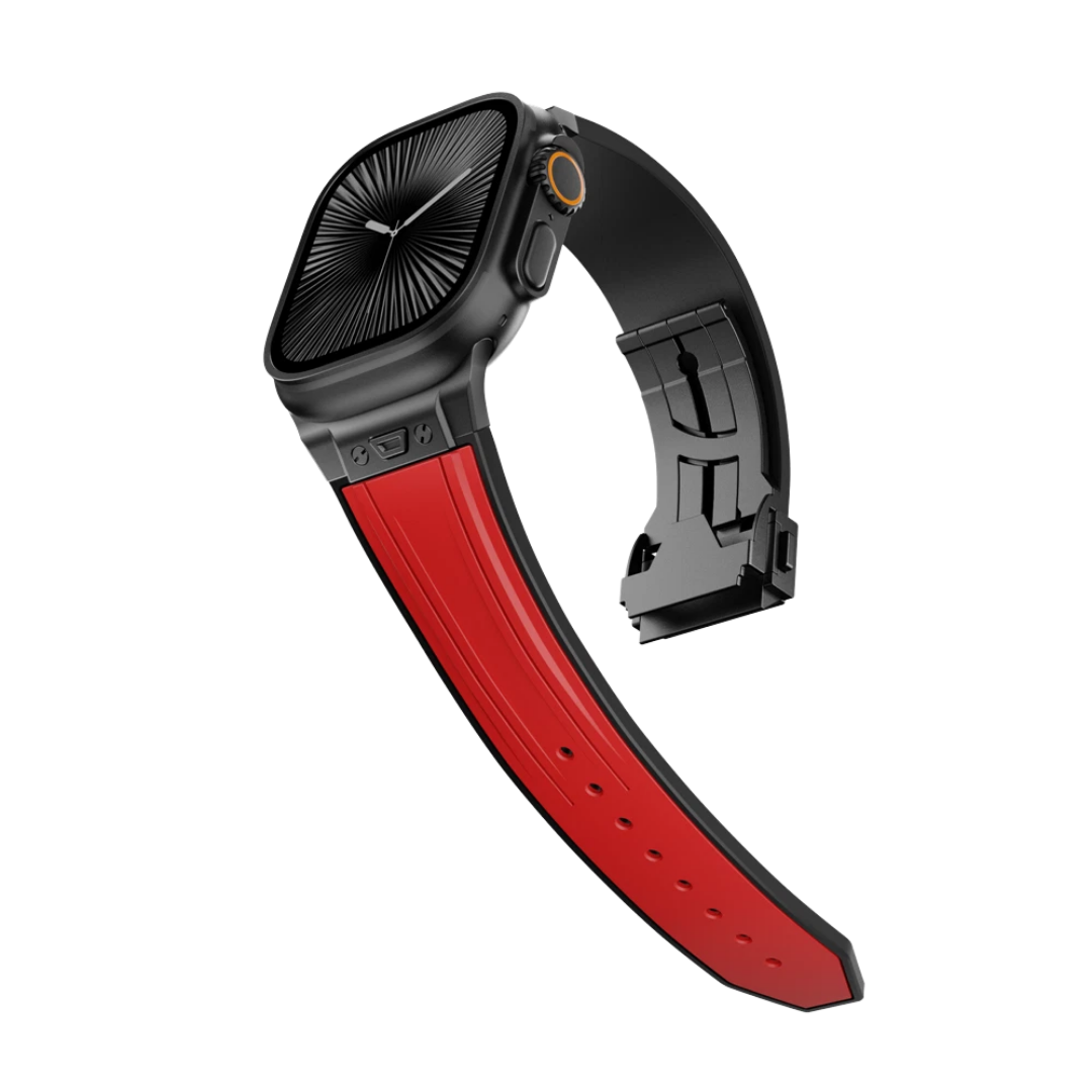 Red B Luxury Mechanical Slicone Sports Band By Shopyholy Compatible For Apple Watch