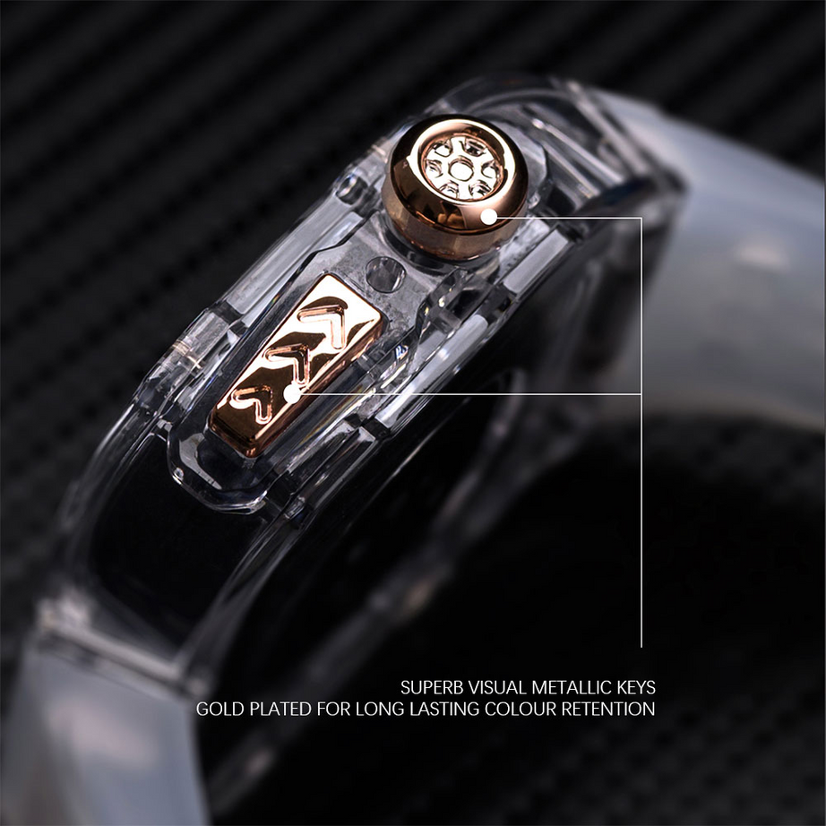 49MM Orange Black Luxury Glacier Case With Transparent Straps For iWatch Ultra