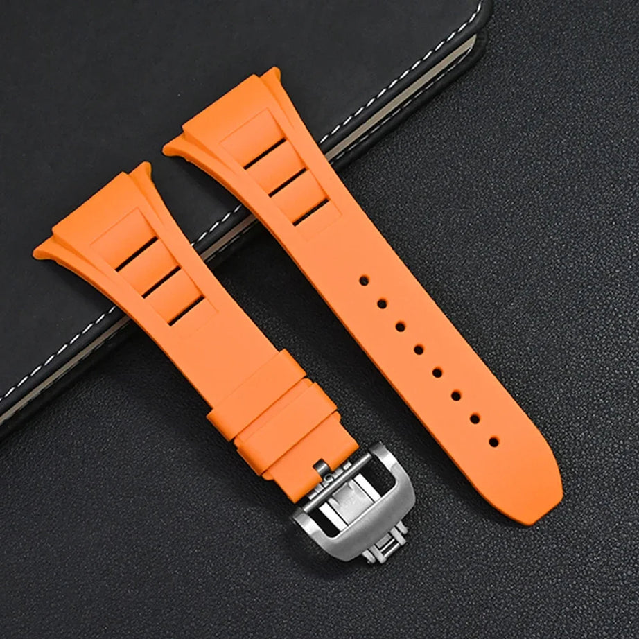 Orange Luxury Richard Miller Butterfly Lock Sports Bands By Shopyholy Comaptible For iWatch