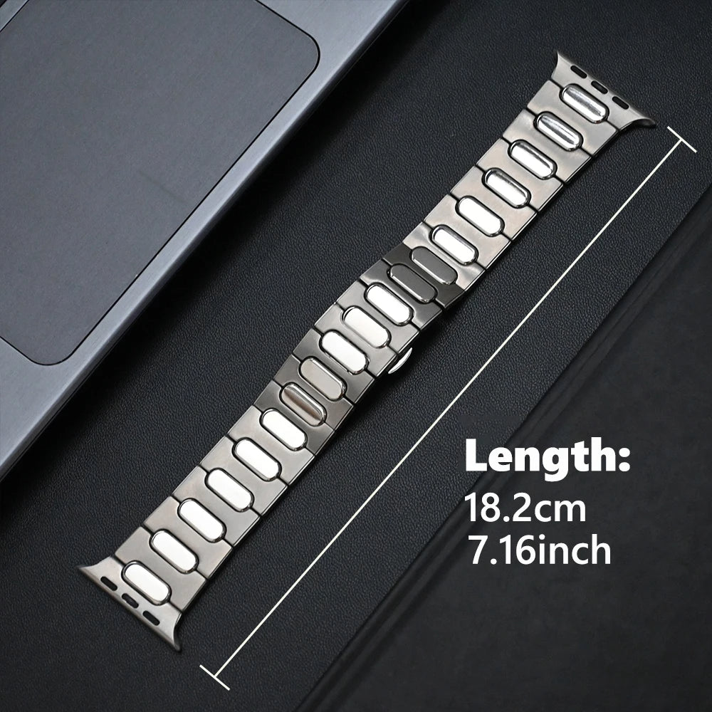 Black Luxury Titanium Straps By Shopyholy Compatible for Apple Watch