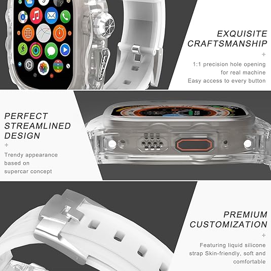49MM Transparent Luxury Translucent Racing Case By Shopyholy Compatible For Apple Watch Ultra 1/2