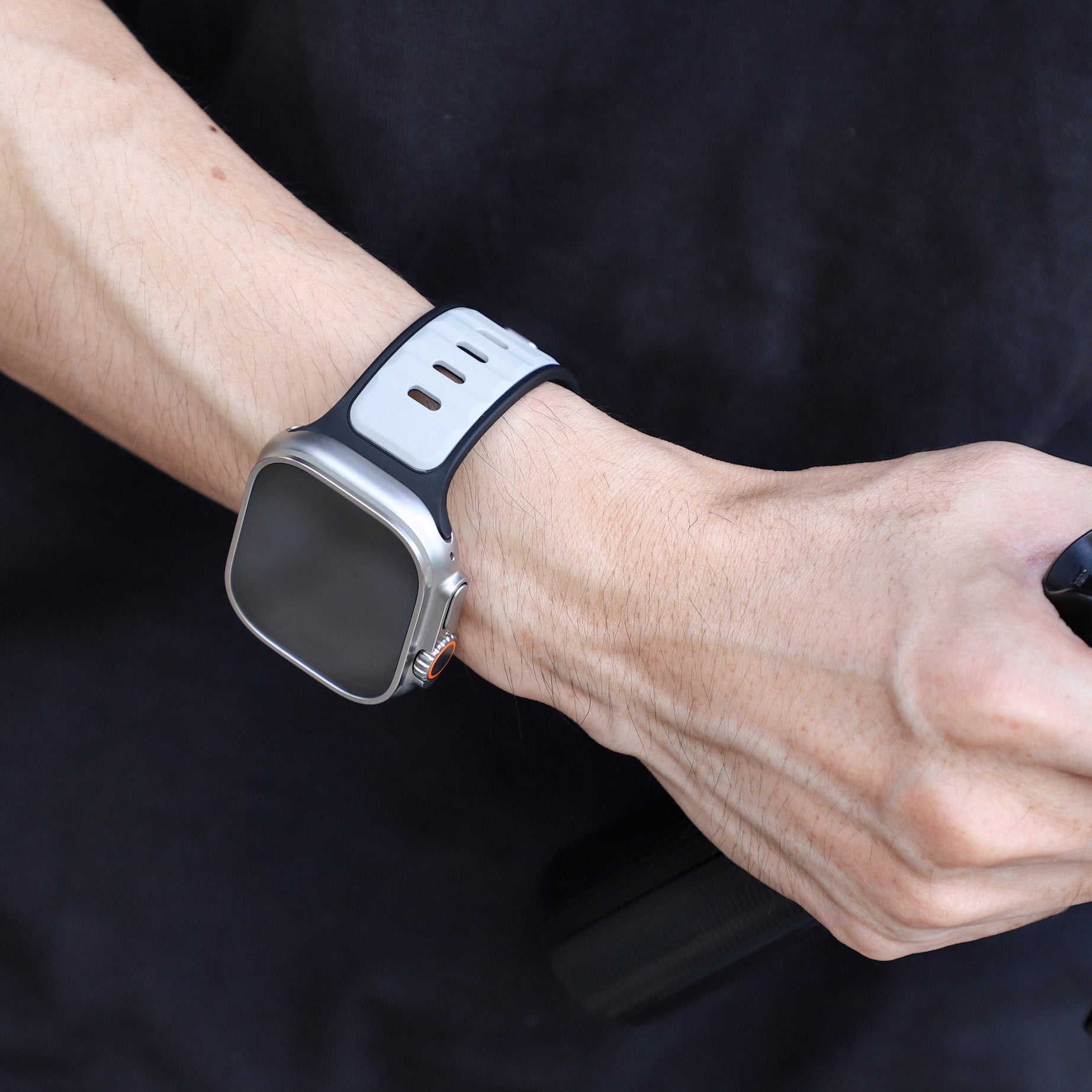 Black Grey Premium Aspro Silicone Sports Bands By Shopyholy Compatible For Apple Watch