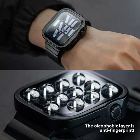 Black Luxury Metal Case With Screen Protector By Shopyholy Compatible For Apple Watch