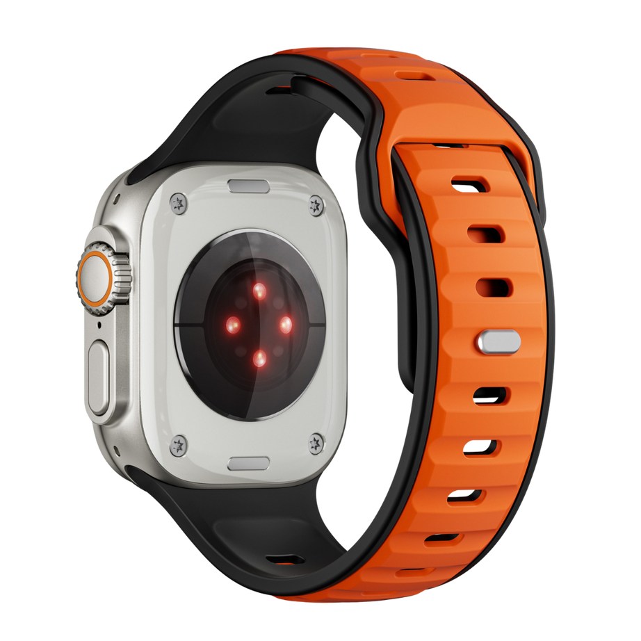 Black Orange Premium Aspro Silicone Sports Bands By Shopyholy Compatible For Apple Watch