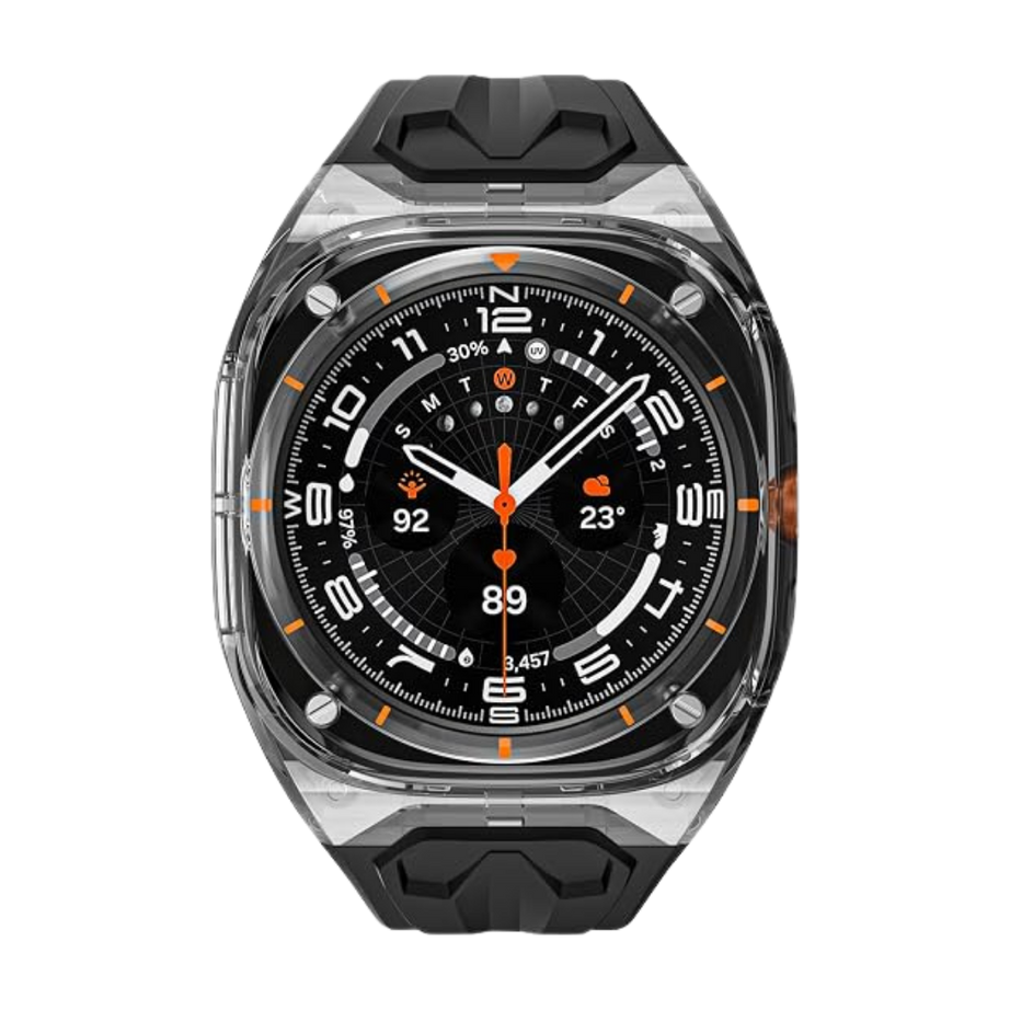 Black Transparent Rugged Case with Silicone Band for Samsung Galaxy Watch Ultra 47mm