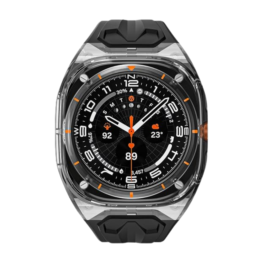 Black Transparent Rugged Case with Silicone Band for Samsung Galaxy Watch Ultra 47mm
