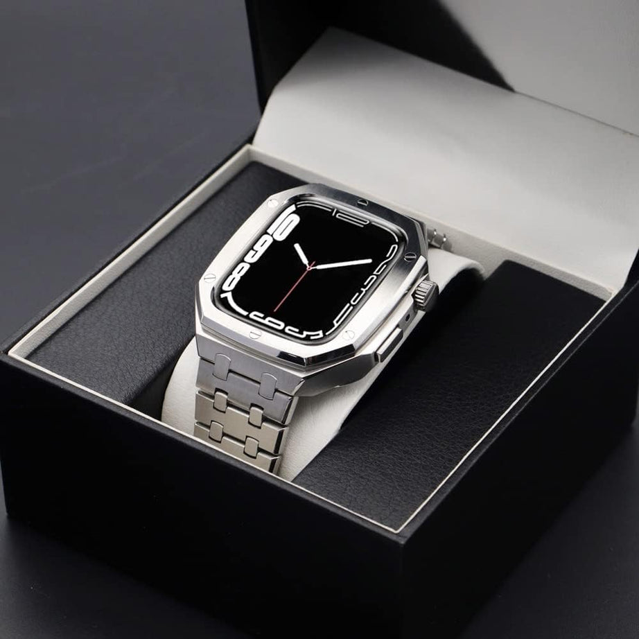 Silver Luxury AP Stainless Steel Case with Straps For iWatch