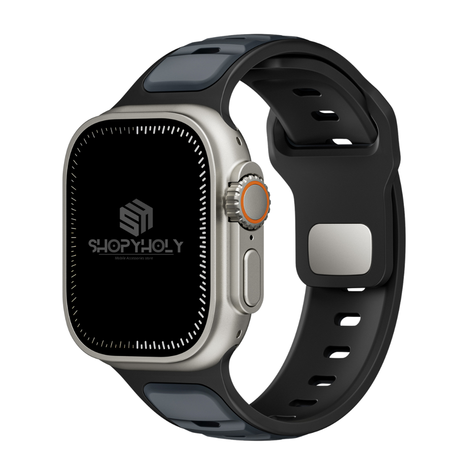 Black Midnight Premium Aspro Silicone Sports Bands By Shopyholy Compatible For Apple Watch