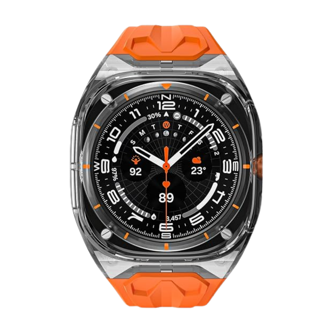 Orange B Transparent Rugged Case with Silicone Band for Samsung Galaxy Watch Ultra 47mm
