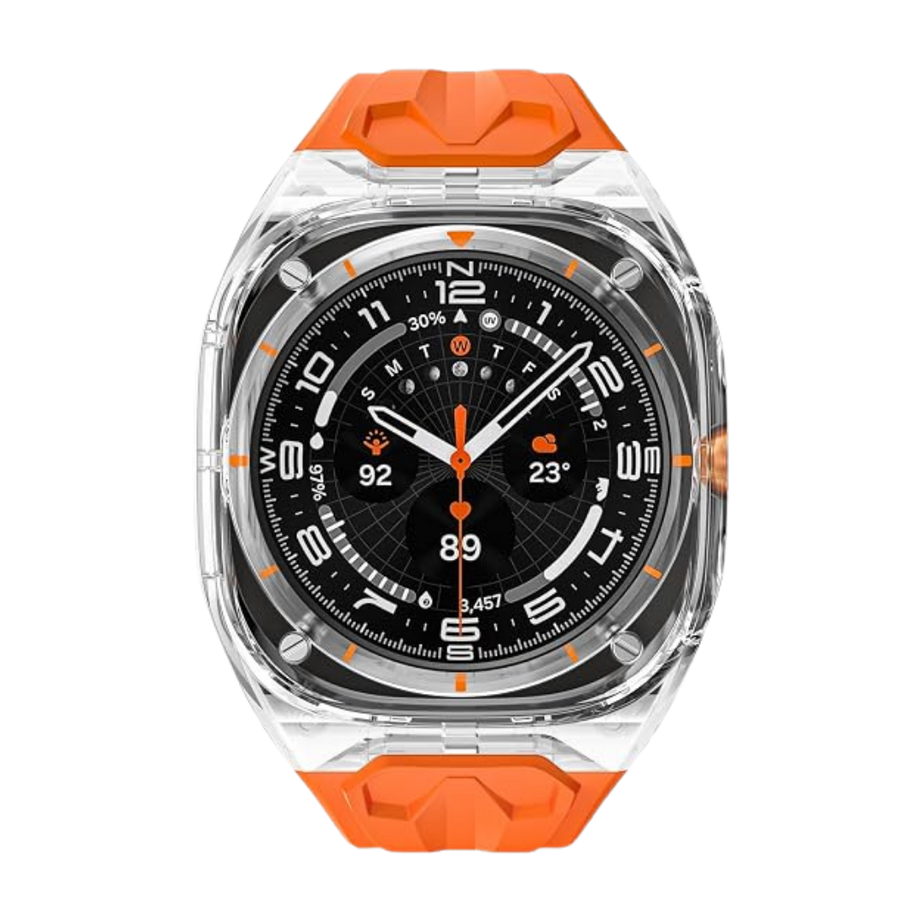 Orange Transparent Rugged Case with Silicone Band for Samsung Galaxy Watch Ultra 47mm