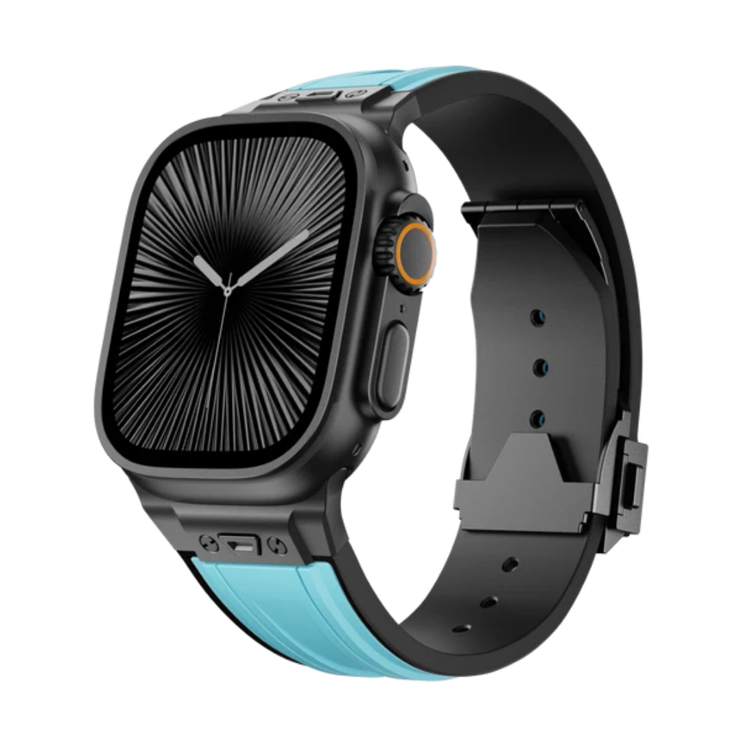 Blue B Luxury Mechanical Slicone Sports Band By Shopyholy Compatible For Apple Watch