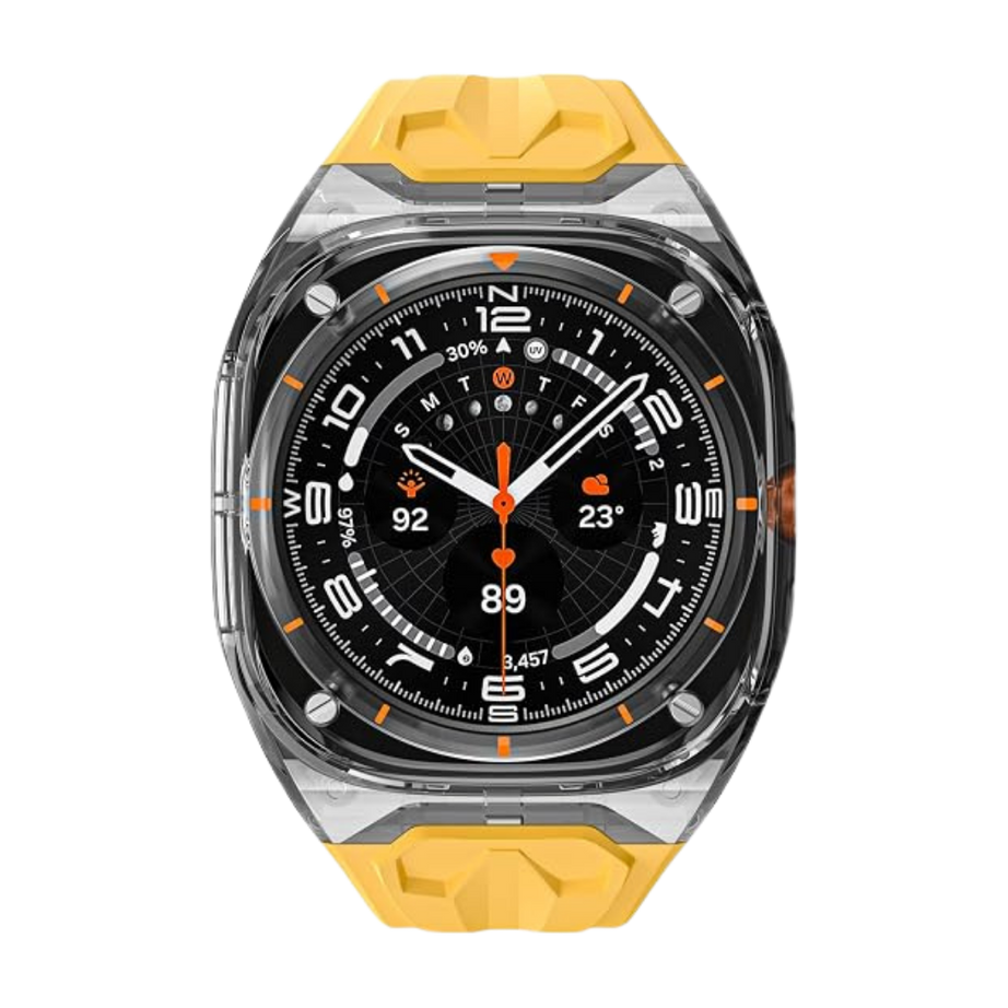 Yellow B Transparent Rugged Case with Silicone Band for Samsung Galaxy Watch Ultra 47mm