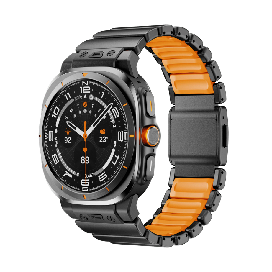 Black Orange Luxury Ocean Titanium Band for Samsung Galaxy Watch Ultra 47mm