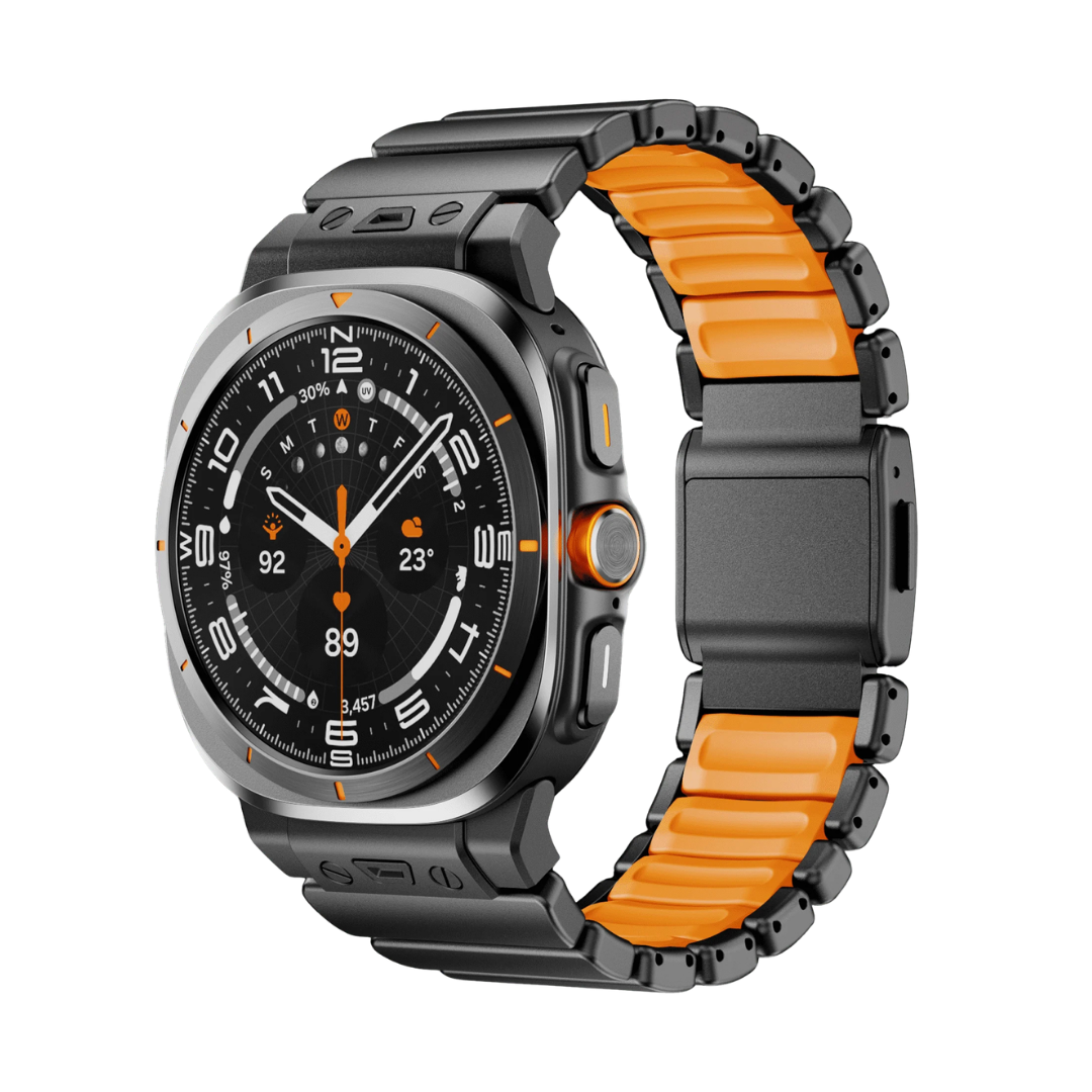 Black Orange Luxury Ocean Titanium Band for Samsung Galaxy Watch Ultra 47mm
