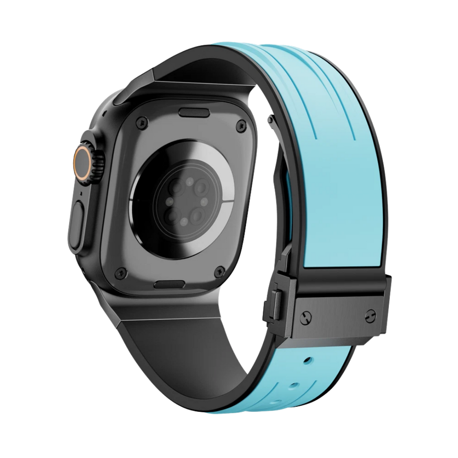 Blue B Luxury Mechanical Slicone Sports Band By Shopyholy Compatible For Apple Watch