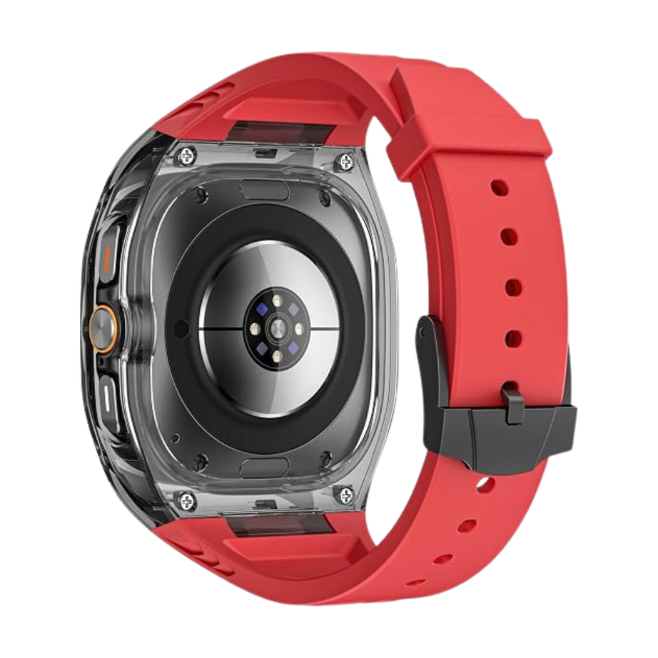 Red B Transparent Rugged Case with Silicone Band for Samsung Galaxy Watch Ultra 47mm