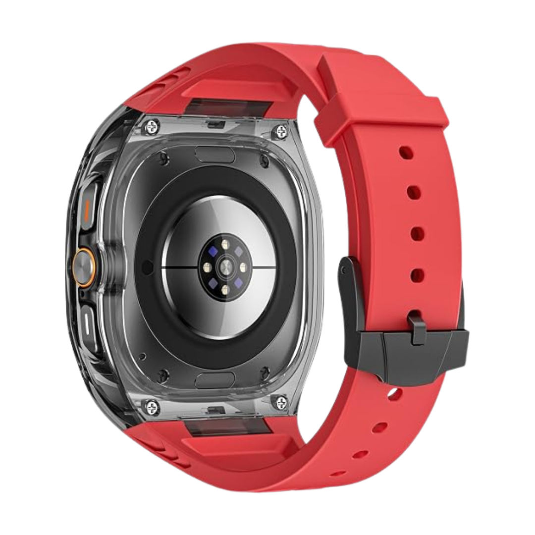 Red B Transparent Rugged Case with Silicone Band for Samsung Galaxy Watch Ultra 47mm