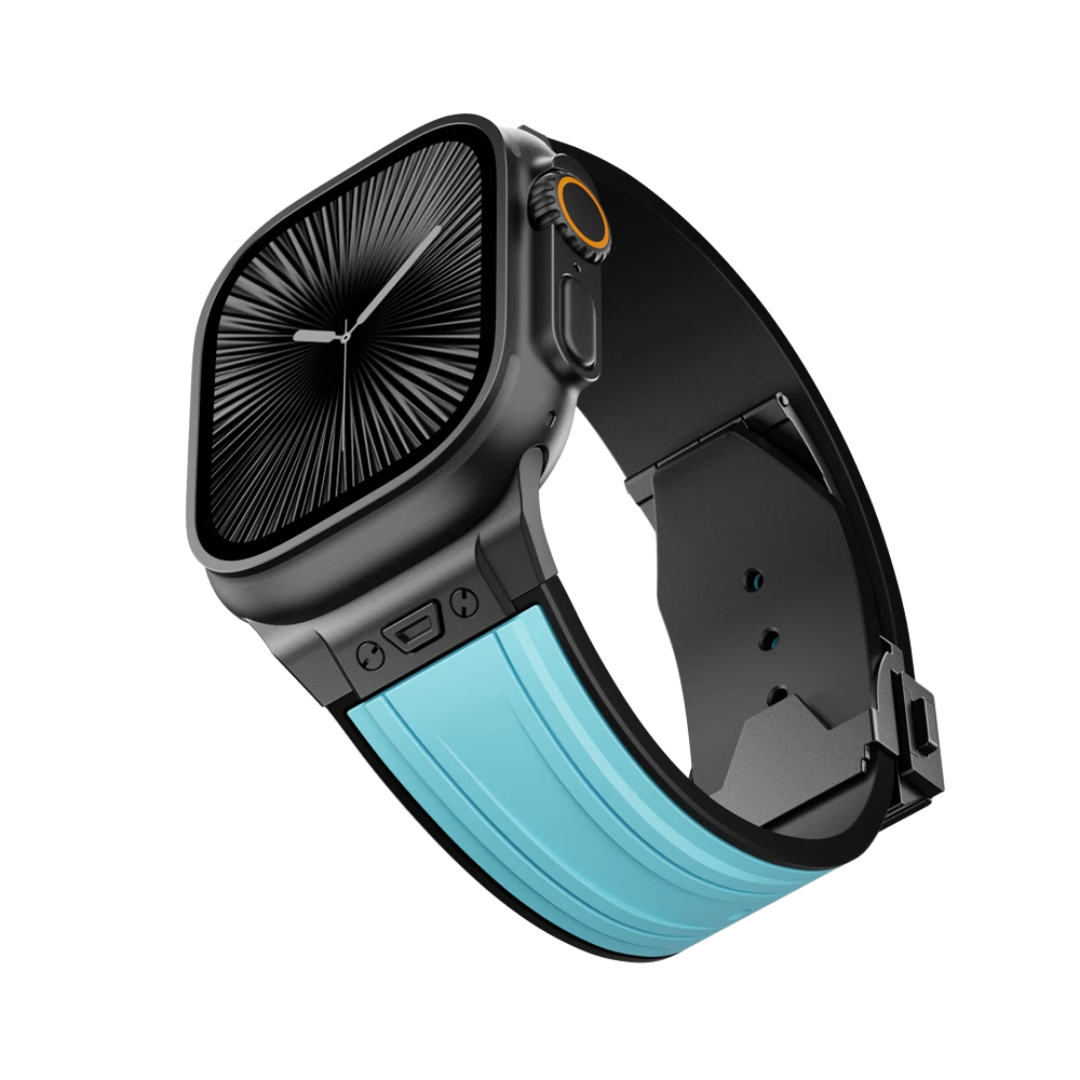 Blue B Luxury Mechanical Slicone Sports Band By Shopyholy Compatible For Apple Watch