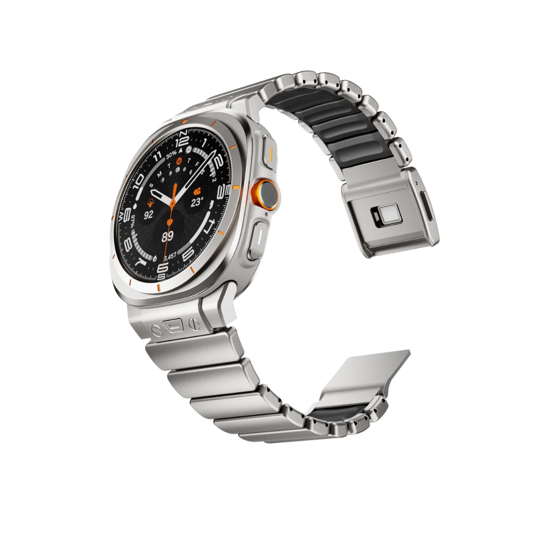 Titanium Black Luxury Ocean Titanium Band for Samsung Galaxy Watch Ultra 47mm