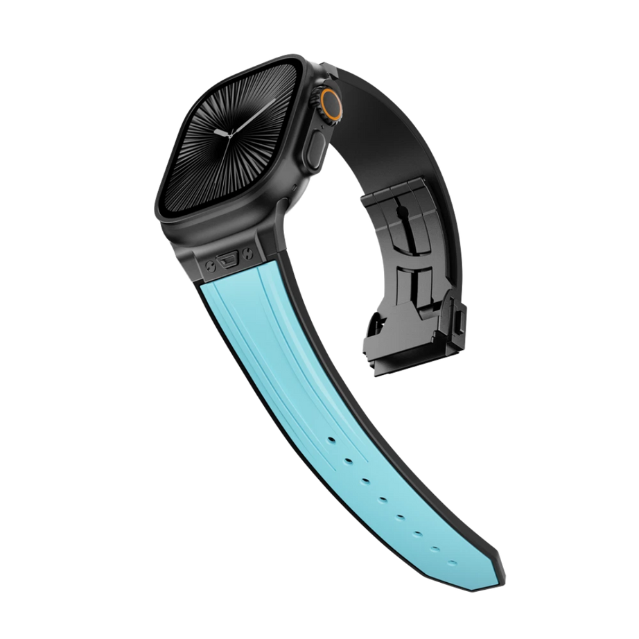 Blue B Luxury Mechanical Slicone Sports Band By Shopyholy Compatible For Apple Watch