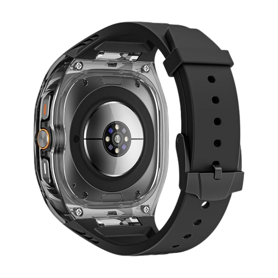 Black Transparent Rugged Case with Silicone Band for Samsung Galaxy Watch Ultra 47mm