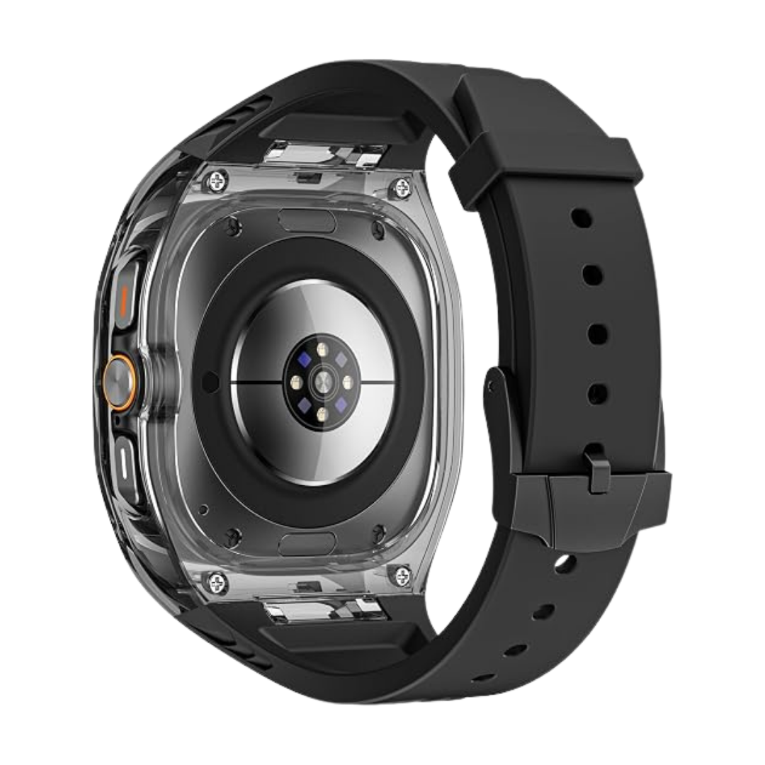 Black Transparent Rugged Case with Silicone Band for Samsung Galaxy Watch Ultra 47mm