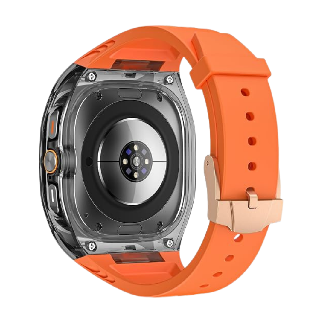 Orange B Transparent Rugged Case with Silicone Band for Samsung Galaxy Watch Ultra 47mm