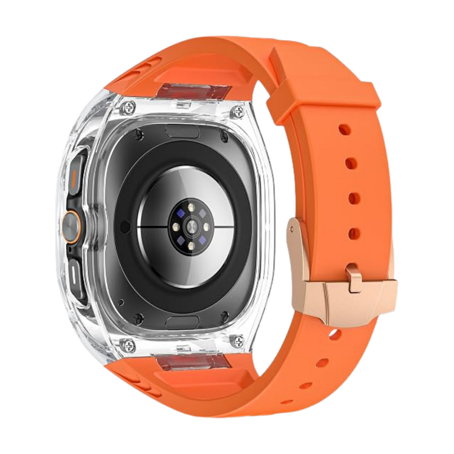 Orange Transparent Rugged Case with Silicone Band for Samsung Galaxy Watch Ultra 47mm