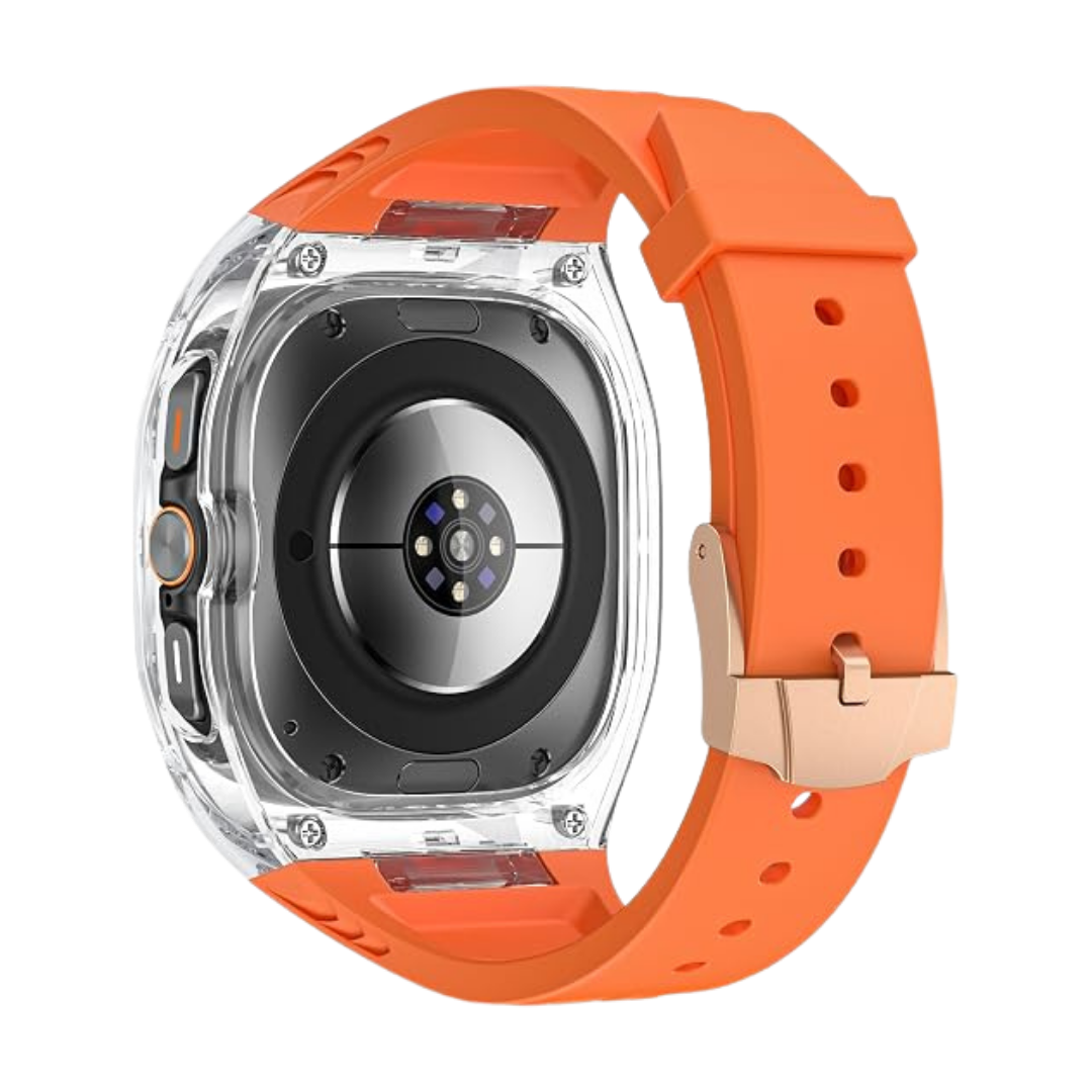 Orange Transparent Rugged Case with Silicone Band for Samsung Galaxy Watch Ultra 47mm