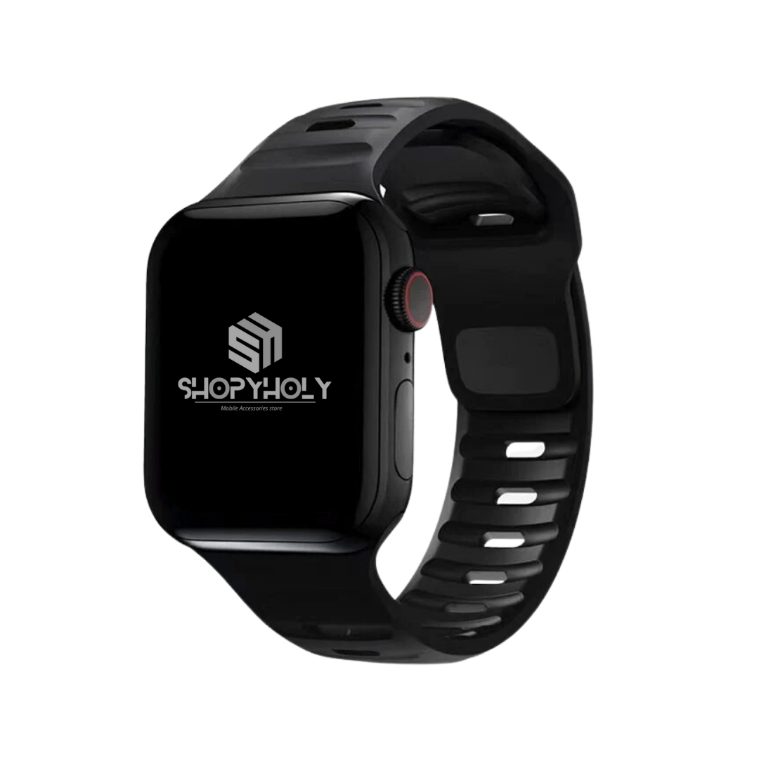 Black Premium Silicone Sports Bands By Shopyholy Compatible For iWatch