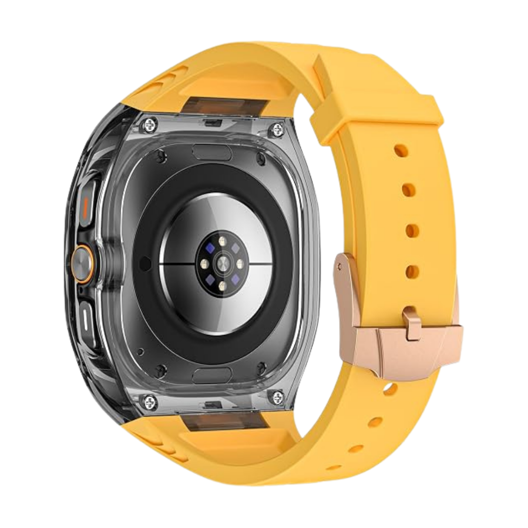Yellow B Transparent Rugged Case with Silicone Band for Samsung Galaxy Watch Ultra 47mm