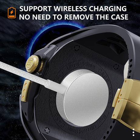 49MM Black Gold Luxury Concept Art Modification Kit For iWatch Ultra 1/2