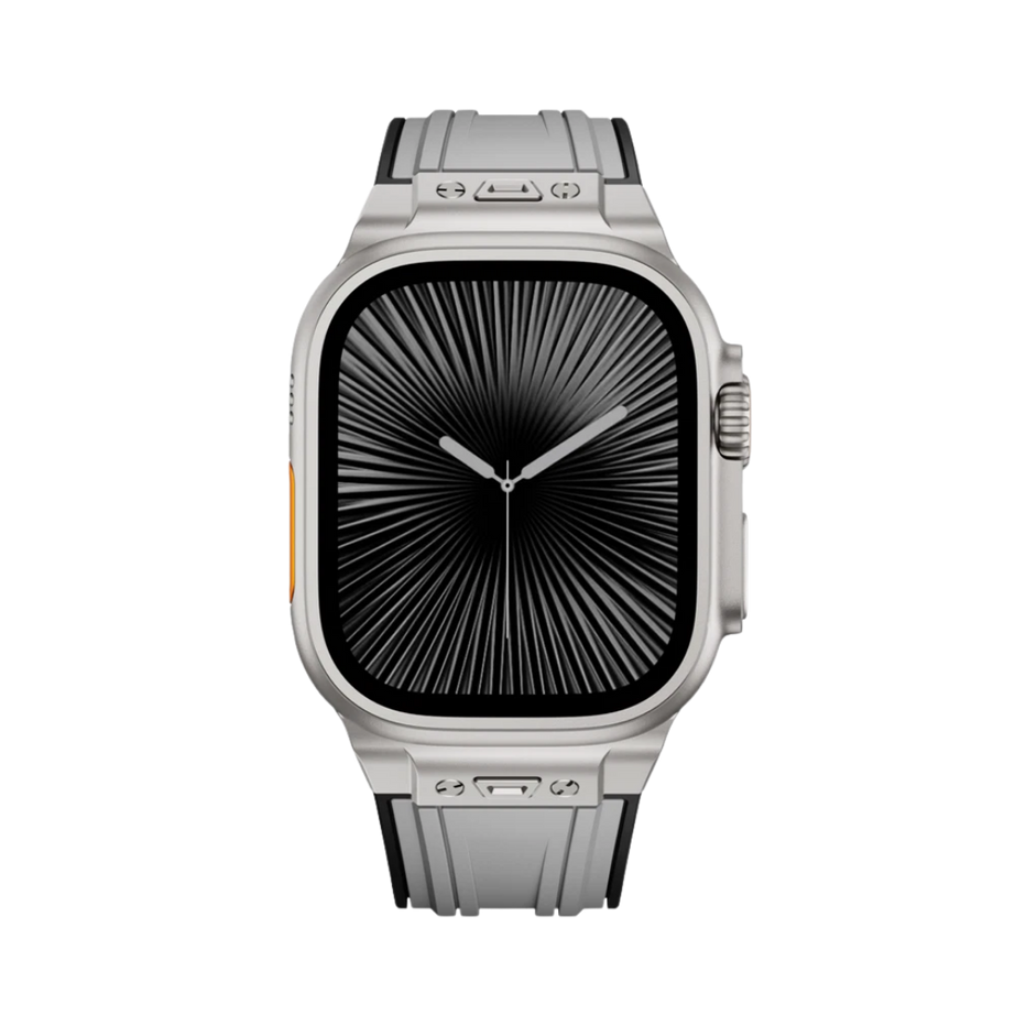 Grey Luxury Mechanical Slicone Sports Band By Shopyholy Compatible For Apple Watch