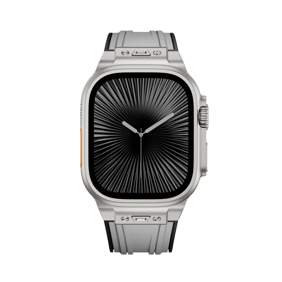 Grey Luxury Mechanical Slicone Sports Band By Shopyholy Compatible For Apple Watch