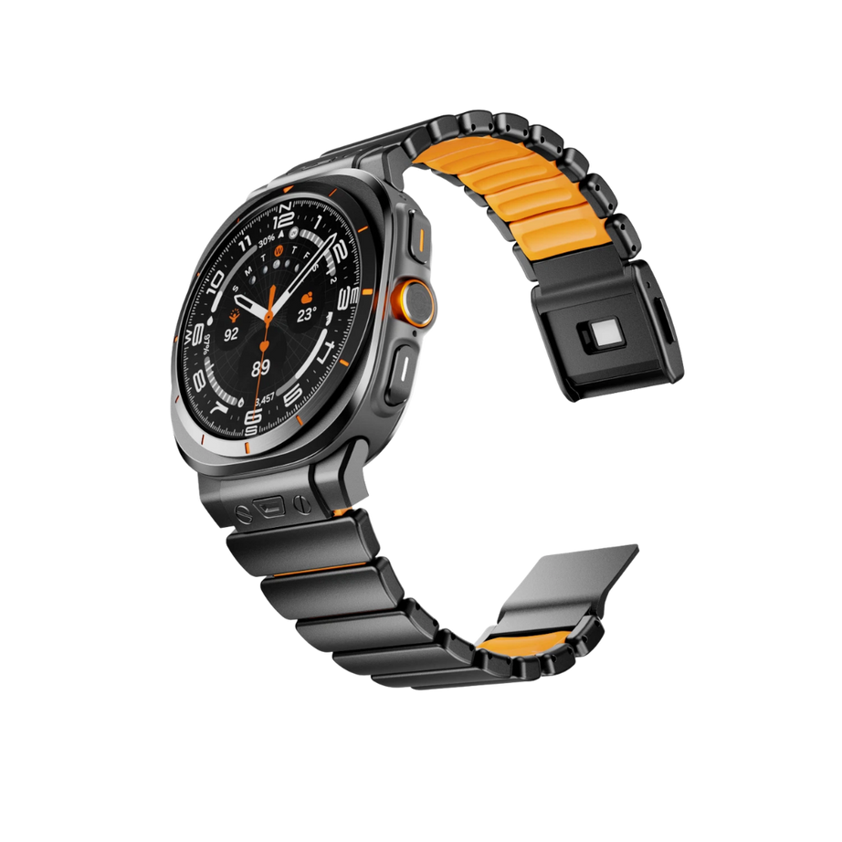 Black Orange Luxury Ocean Titanium Band for Samsung Galaxy Watch Ultra 47mm