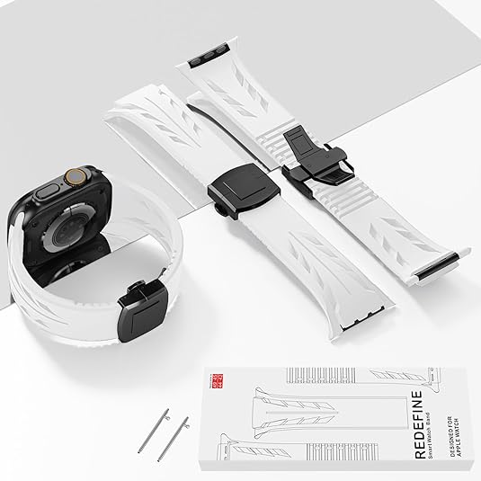 White Black Luxury Concept Silicone Straps By Shopyholy Compatible For Apple Watch
