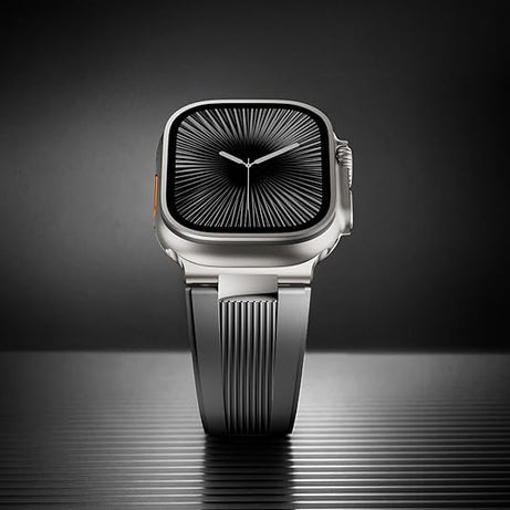 Grey Luxury Velocity Ribbed Silicone Band By Shopyholy Compatible For Apple Watch