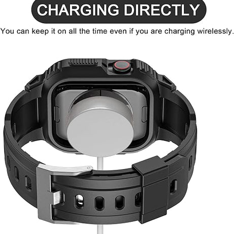 Black Sporty TPU Case Band By Shopyholy Compatible For iWatch